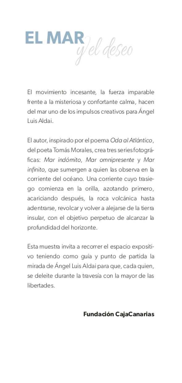 Exposición "El mar y el deseo" de Ángel Luis Aldai - Folleto Página 2